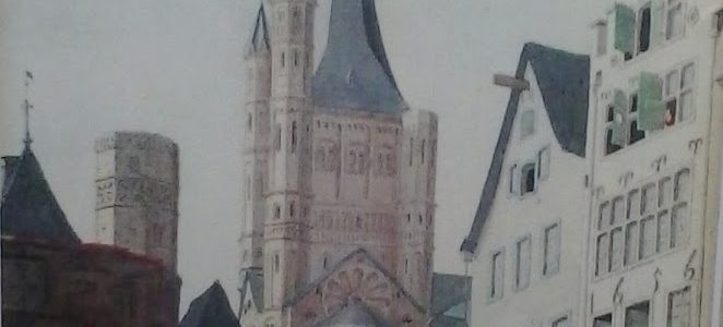 Aquarell, um 1830, Köln, Groß St. Martin Kirche